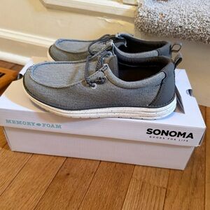 Sonoma Boys Gray Casual Boat Shoes Memory Foam Comfort New in Box Sz 1